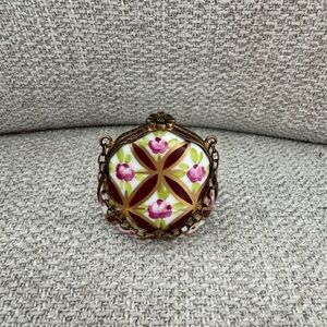 Limoges Collectible Floral Enamel “purse” shaped trinket box